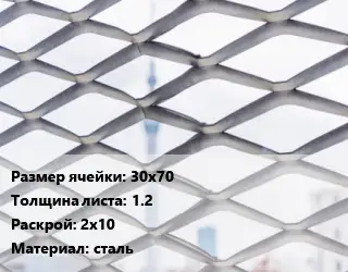 Сетка ЦПВС 30х70 s=1.2 Раскрой: 2х10 сталь